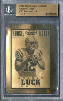 Andrew Luck #38 2012 Contenders 14kt. Golden Ticket 1/1 Football Card With Panini "Gold Card" Display Box